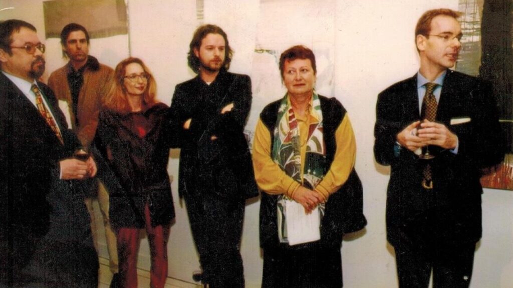Interactions - Slovenes from Austria - Multimedial Art as a Contribution to European integration. Vernissage, Photo slow. Botschafter Jaša Zlobec, unbek. Marisa Tabti-Bartal, Niko Sturm, Hilde Hawlicek, Bojan Schnabl,16.3.1999. (c) Bojan Schnabl