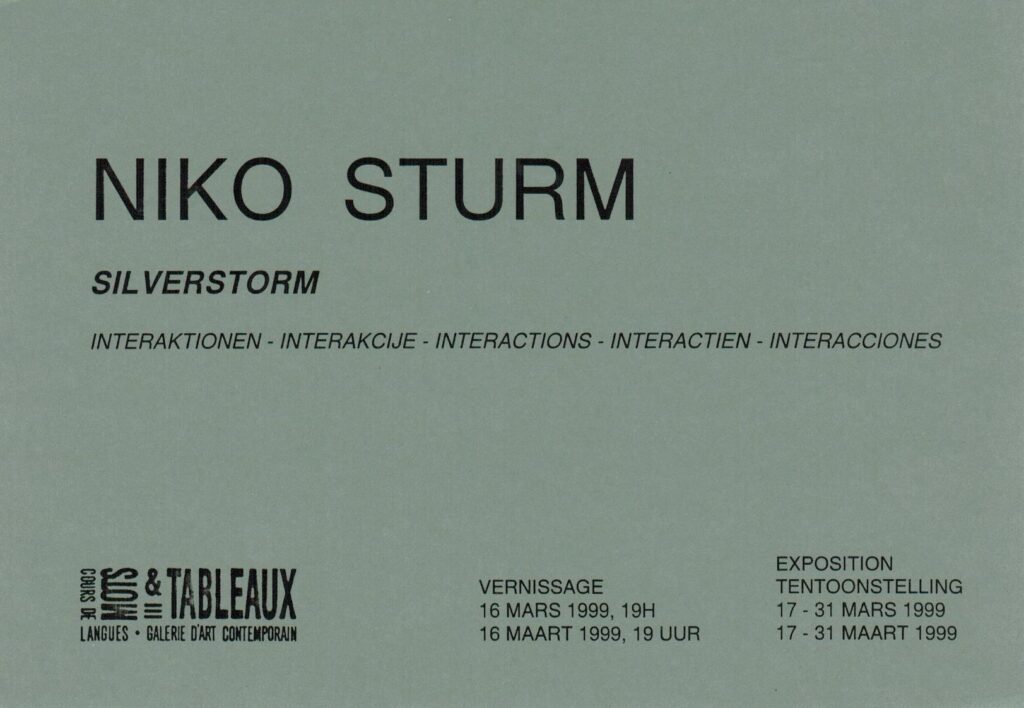 Niko Sturm - Silverstorm - Interaktionen - Interakcije - Interactions - Interactien - Interacciones, Galerie Mots & Tableaux, Vernissage 16.3.1999. Exposition 17.-31.3.1999.